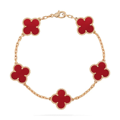 [Luxe Jewels]CLOVER 5 MOTIF RED AGATE  BRACELET