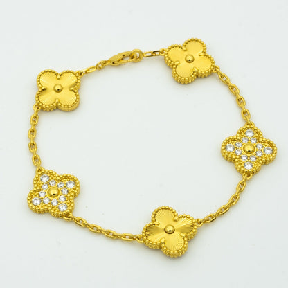 [Luxe Jewels]CLOVER BRACELET 5 MOTIFS GOLD DIAMOND