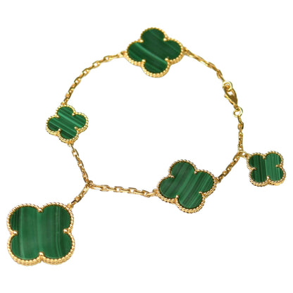 [Luxe Jewels]MAGIC CLOVER MALACHITE GOLD BRACELET 5 MOTIFS