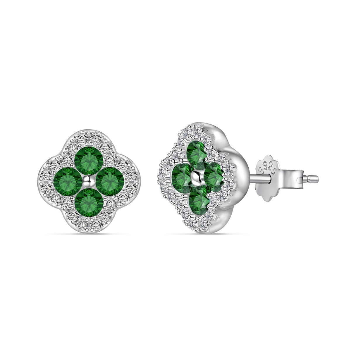 [Luxe Jewels]Four-Leaf Clover Flower Shaped Earrings