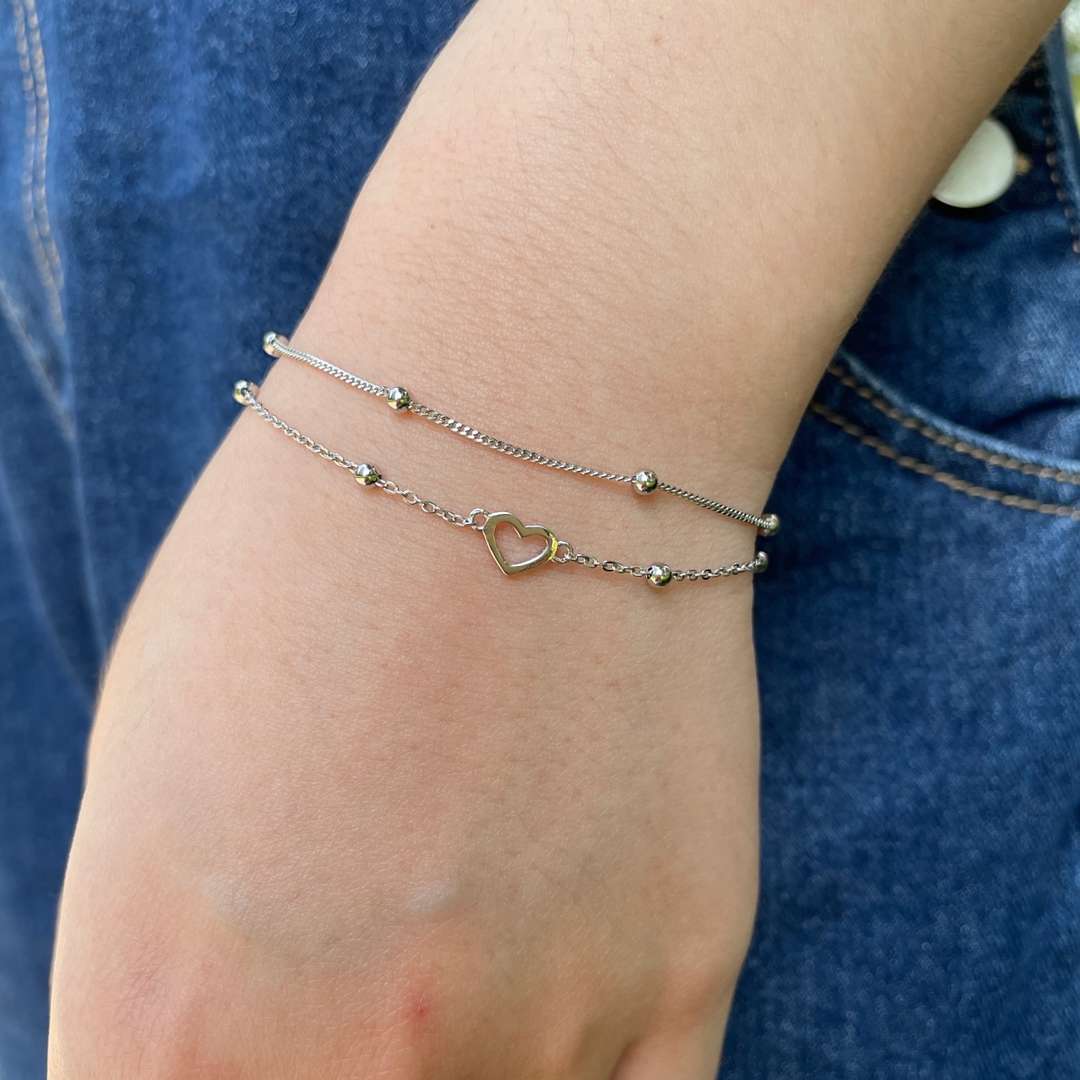 [Luxe Jewels]Dainty Double Layer Love Heart Bracelet