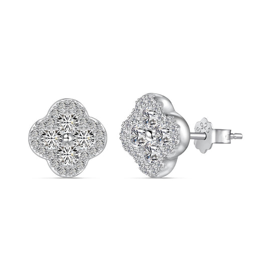 [Luxe Jewels]Four-Leaf Clover Flower Shaped Earrings