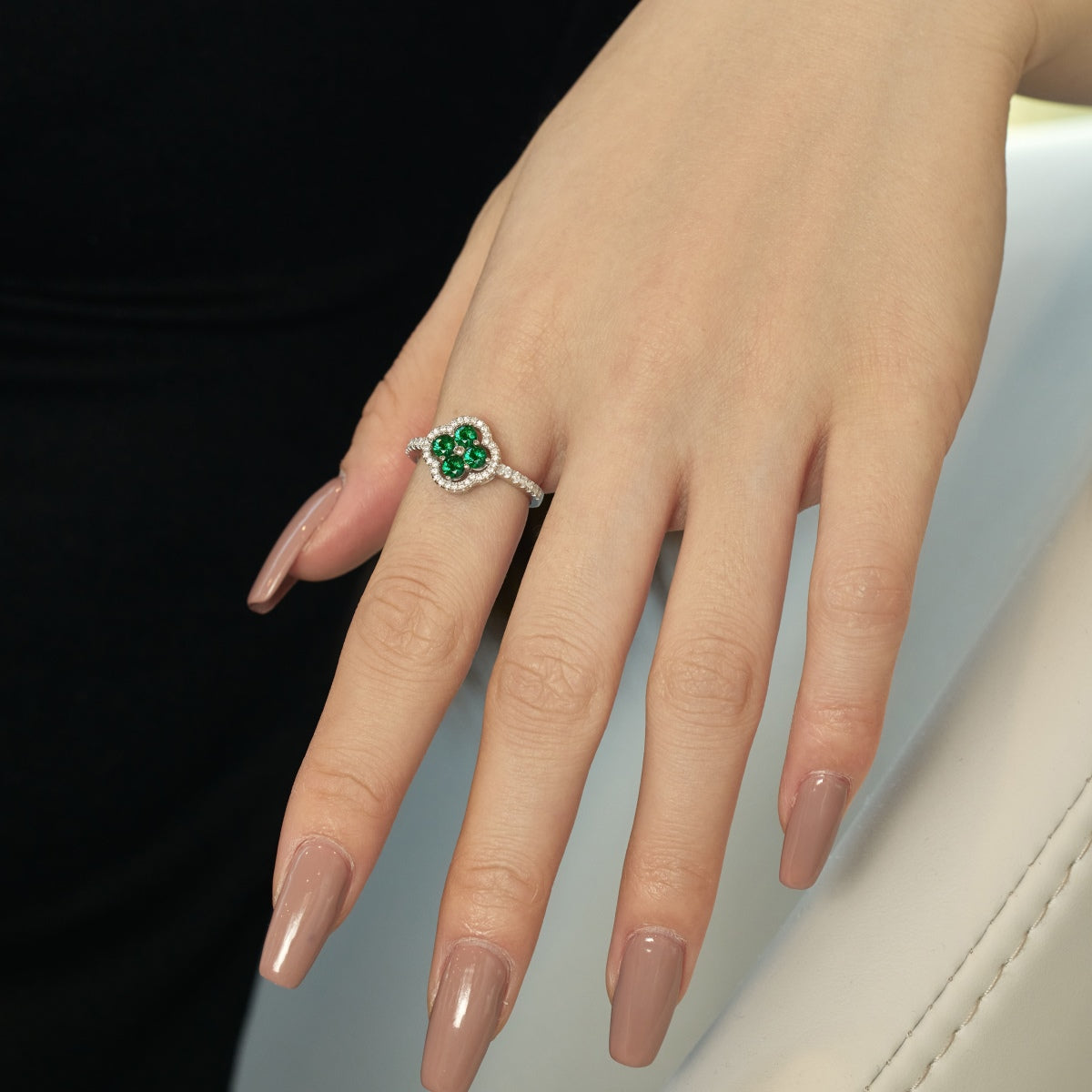 [Luxe Jewels]Four Leaf Clover Flower Design Ring