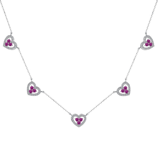 [Luxe Jewels]Sparkling Five Heart Necklace