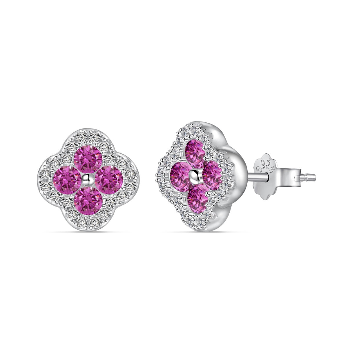 [Luxe Jewels]Four-Leaf Clover Flower Shaped Earrings