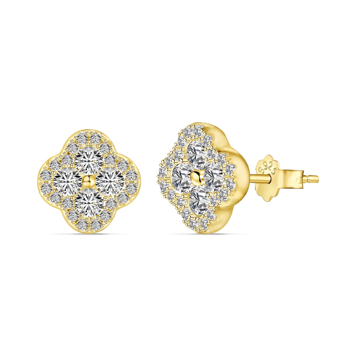 [Luxe Jewels]Four-Leaf Clover Flower Shaped Earrings