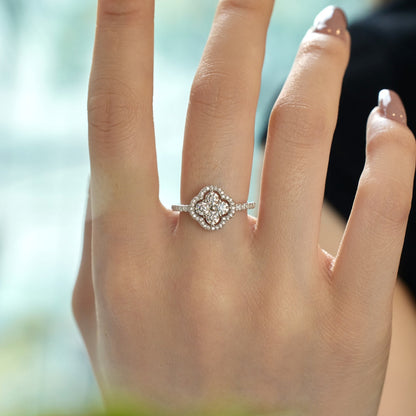 [Luxe Jewels]Four Leaf Clover Flower Design Ring