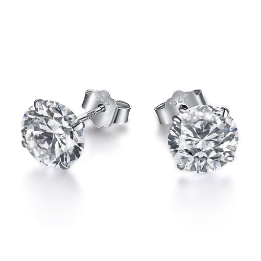 [Luxe Jewels]Stylish Shiny Round Center Stone Stud Earrings