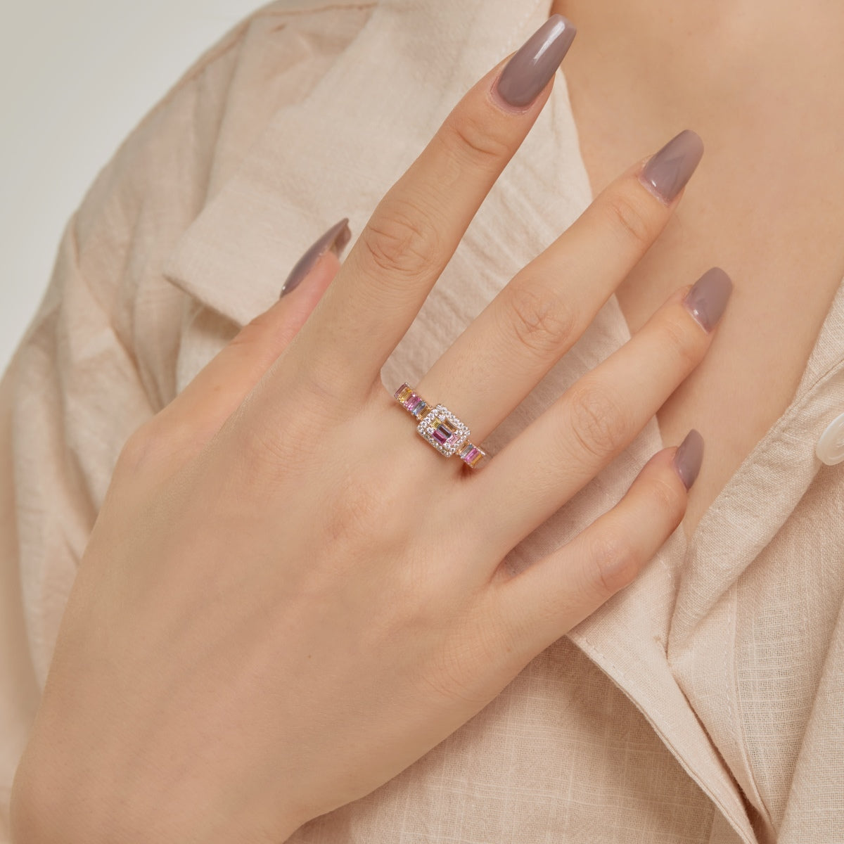 [Luxe Jewels]Exquisite Colorful Radiant Cut Party Ring