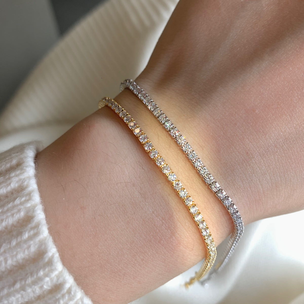 [Luxe Jewels]Radiant Shinning Princess Cut Tennis Bracelet