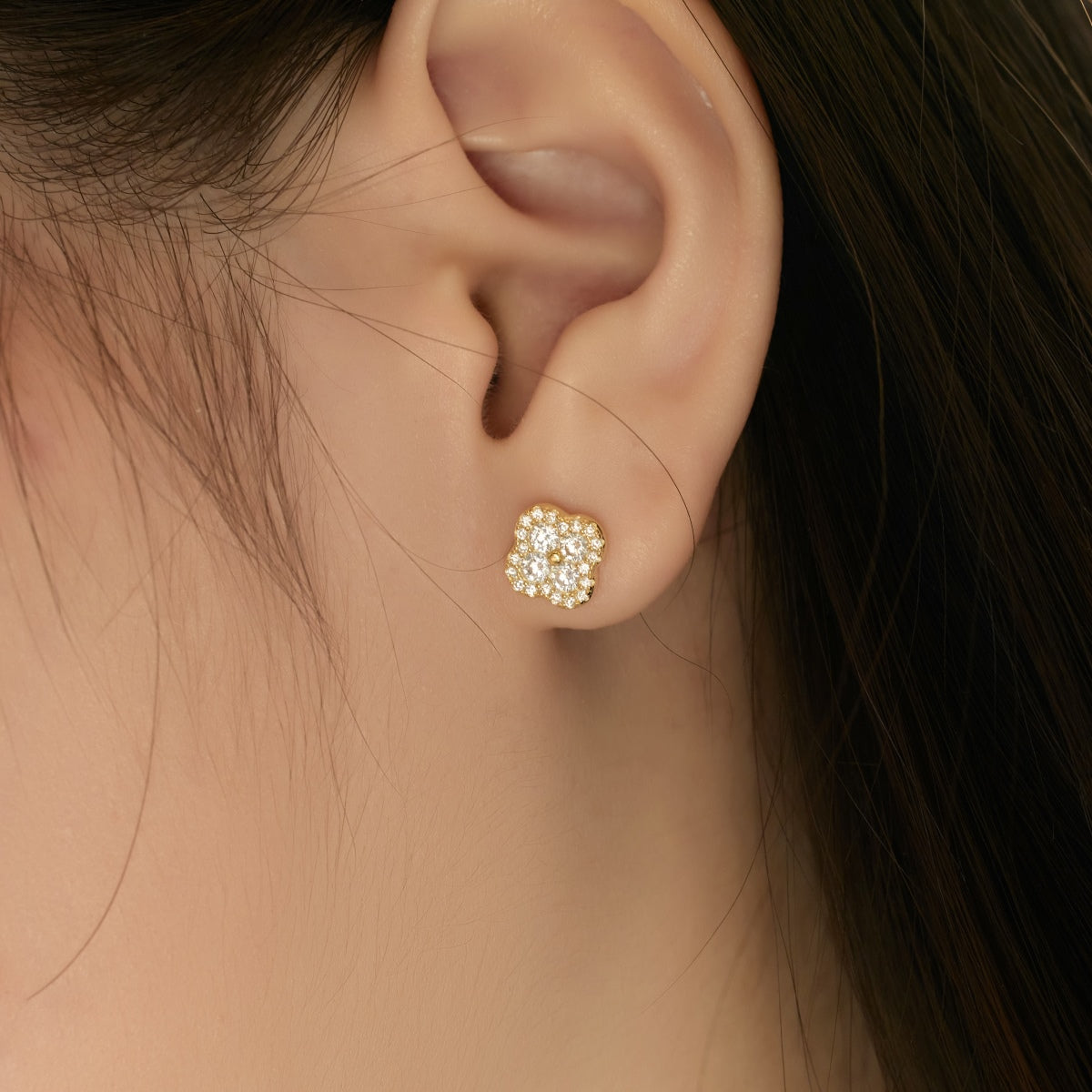 [Luxe Jewels]Four-Leaf Clover Flower Shaped Earrings