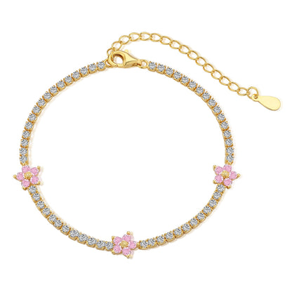 [Luxe Jewels]Sparkling Flower Shape Tennis Bracelet