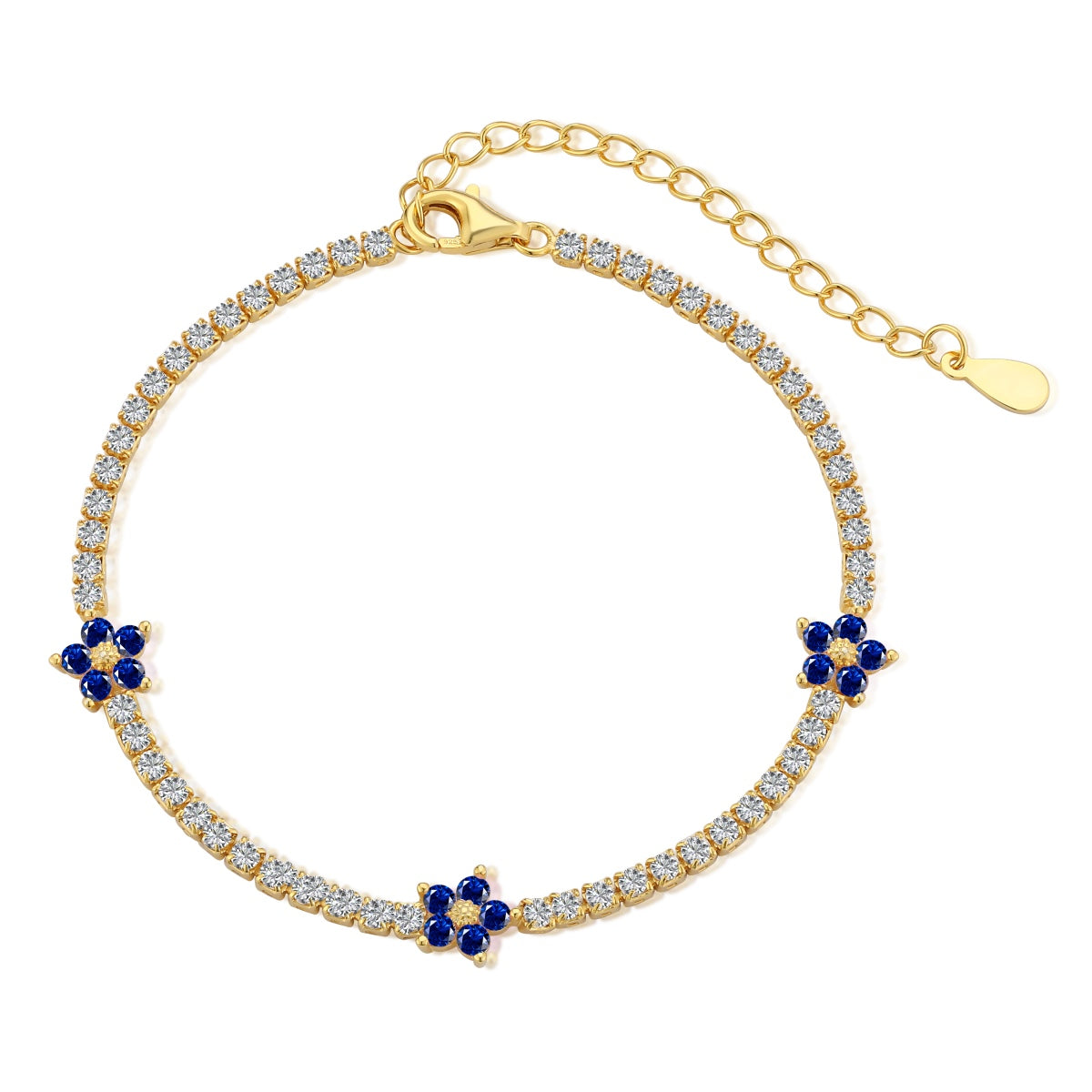 [Luxe Jewels]Sparkling Flower Shape Tennis Bracelet