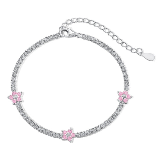 [Luxe Jewels]Sparkling Flower Shape Tennis Bracelet