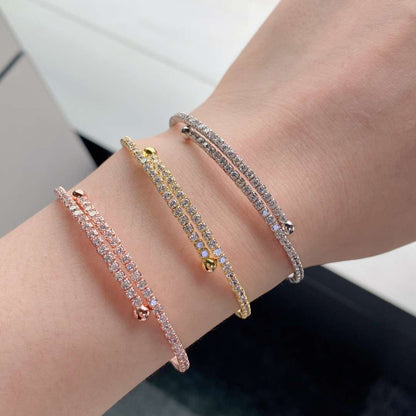 [Luxe Jewels]Row of Diamonds Round Fashion Bracelet