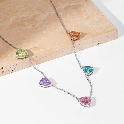 [Luxe Jewels]Sparkling Colorful Heart Cut Necklace