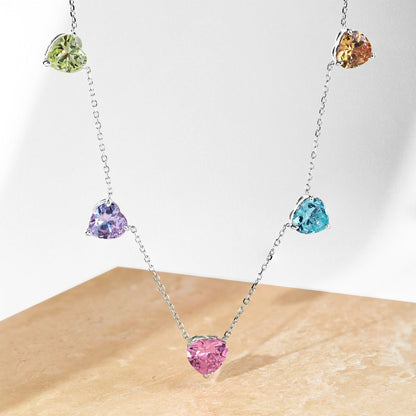 [Luxe Jewels]Sparkling Colorful Heart Cut Necklace