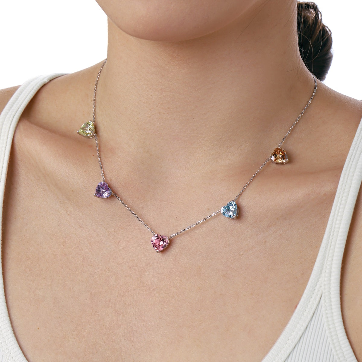 [Luxe Jewels]Sparkling Colorful Heart Cut Necklace