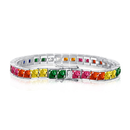 [Luxe Jewels]Radiant Colorful Princess Cut Tennis Bracelet