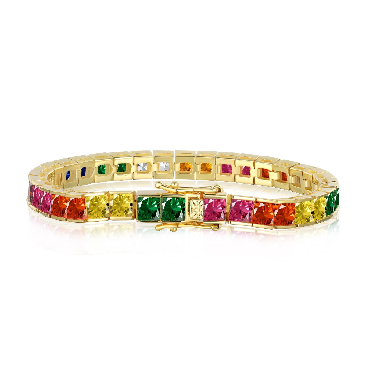 [Luxe Jewels]Radiant Colorful Princess Cut Tennis Bracelet