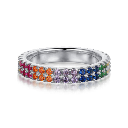 [Luxe Jewels]Unique Colorful Round Cut Tennis Ring