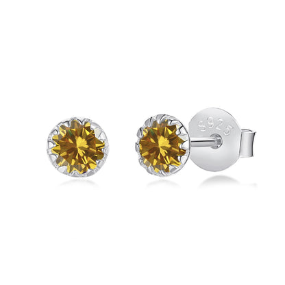 [Luxe Jewels]Sparkling Colorful Round Shape Earrings