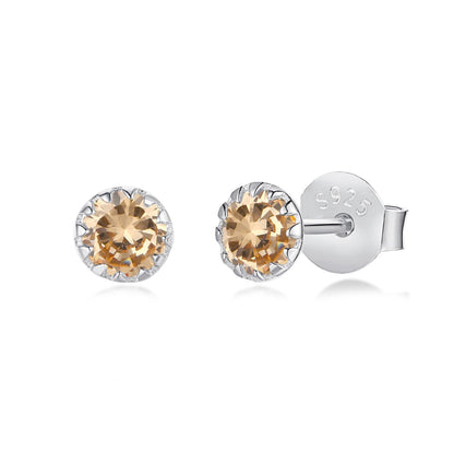 [Luxe Jewels]Sparkling Colorful Round Shape Earrings