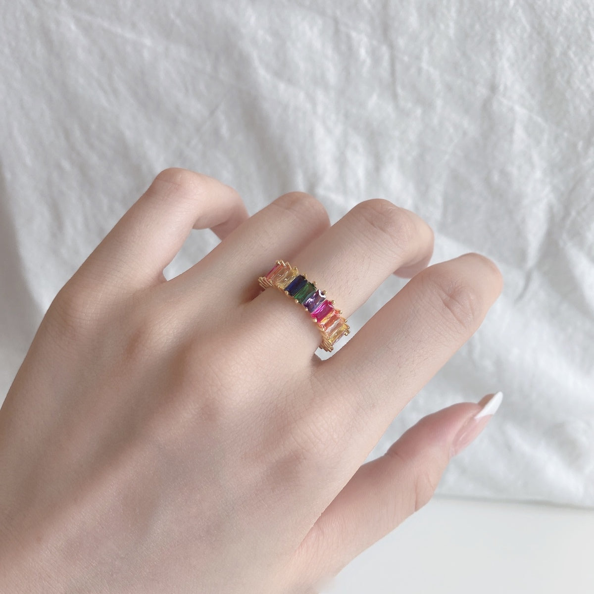 [Luxe Jewels]Unique Colorful Radiant Cut RIng