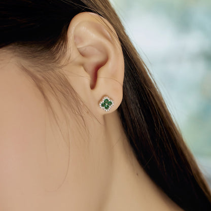 [Luxe Jewels]Four-Leaf Clover Flower Shaped Earrings