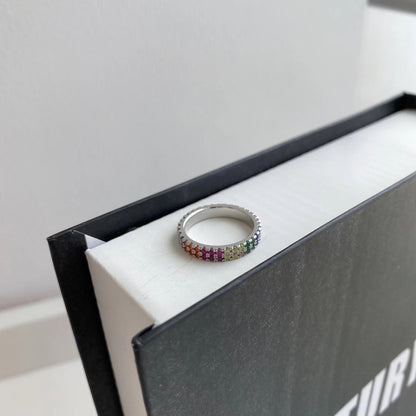 [Luxe Jewels]Unique Colorful Round Cut Tennis Ring