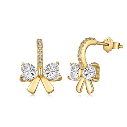 [Luxe Jewels]Exquisite Earrings With Heart-Shaped Bow Design