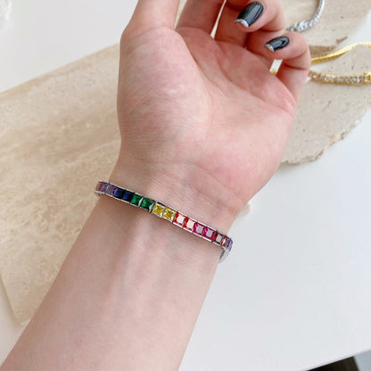 [Luxe Jewels]Radiant Colorful Princess Cut Tennis Bracelet