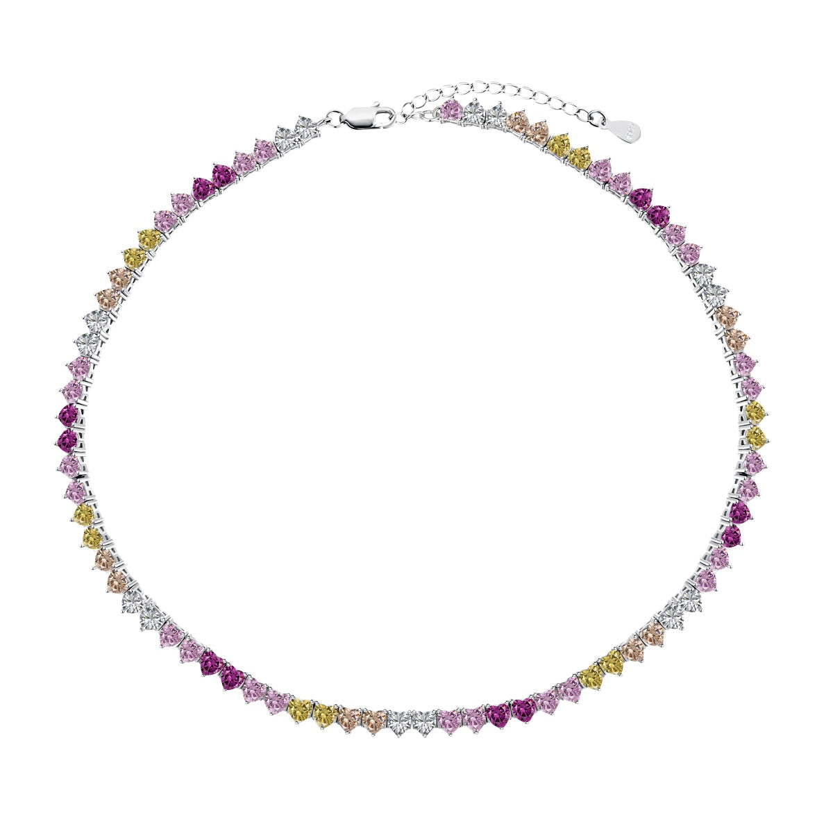 [Luxe Jewels]Sparkling Colorful Full Heart Tennis Necklace