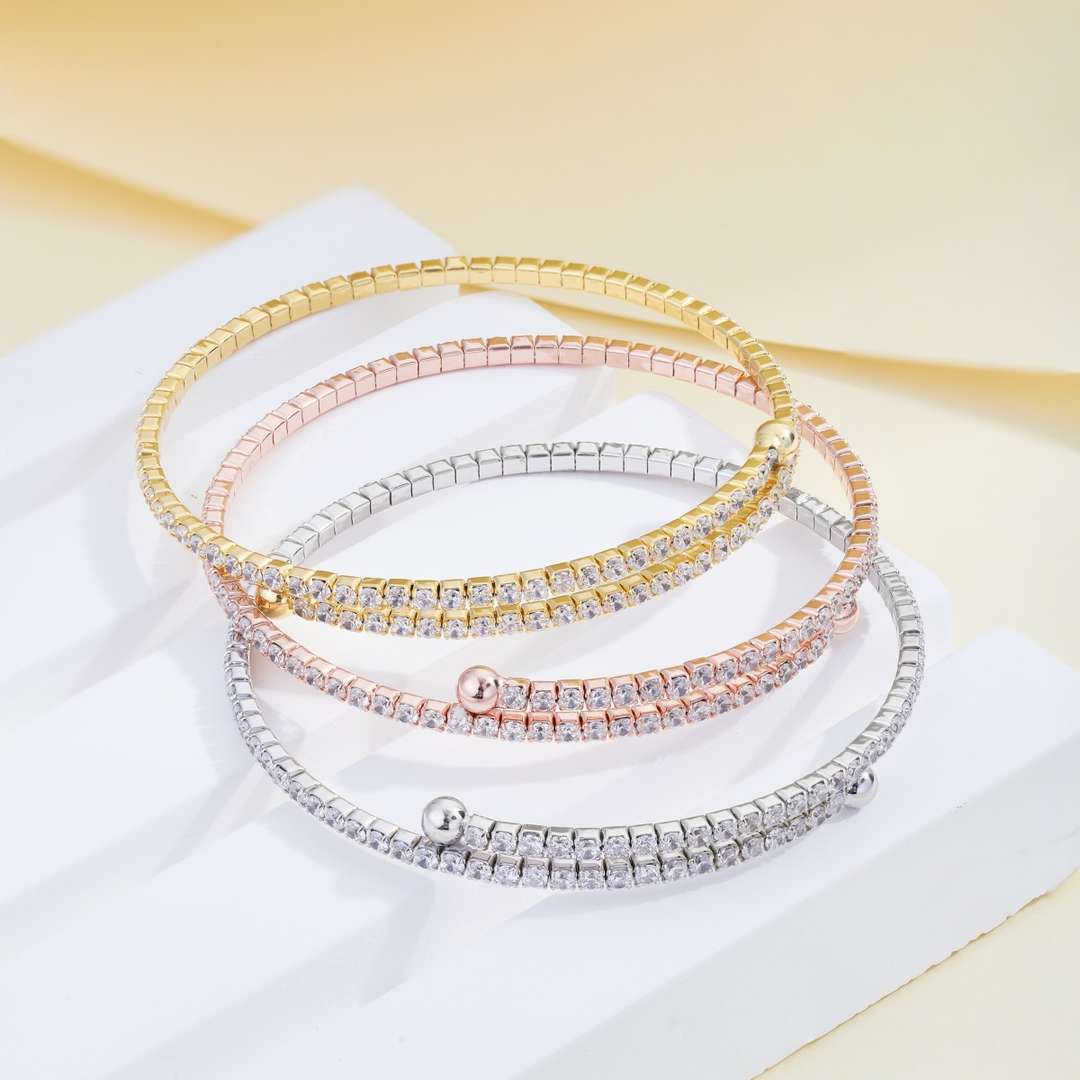 [Luxe Jewels]Row of Diamonds Round Fashion Bracelet