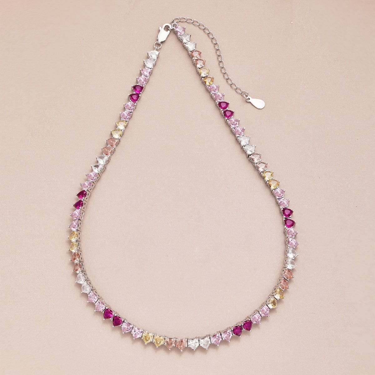 [Luxe Jewels]Sparkling Colorful Full Heart Tennis Necklace