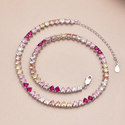 [Luxe Jewels]Sparkling Colorful Full Heart Tennis Necklace