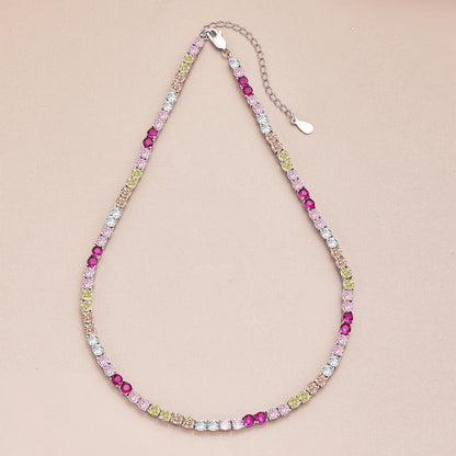 [Luxe Jewels]Delicate Colorful Tennis Necklace