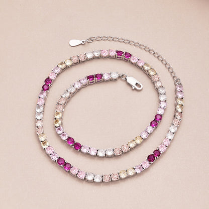 [Luxe Jewels]Delicate Colorful Tennis Necklace