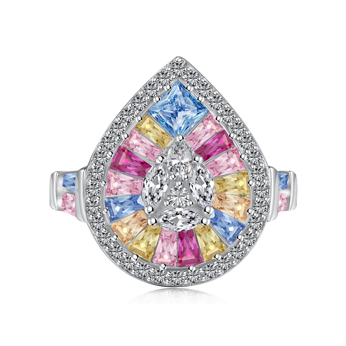 [Luxe Jewels]Elegant Colorful Water Drop Shape Banquet Ring