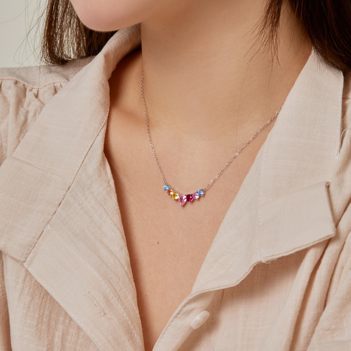 [Luxe Jewels]Dainty Colorful Heart Necklace