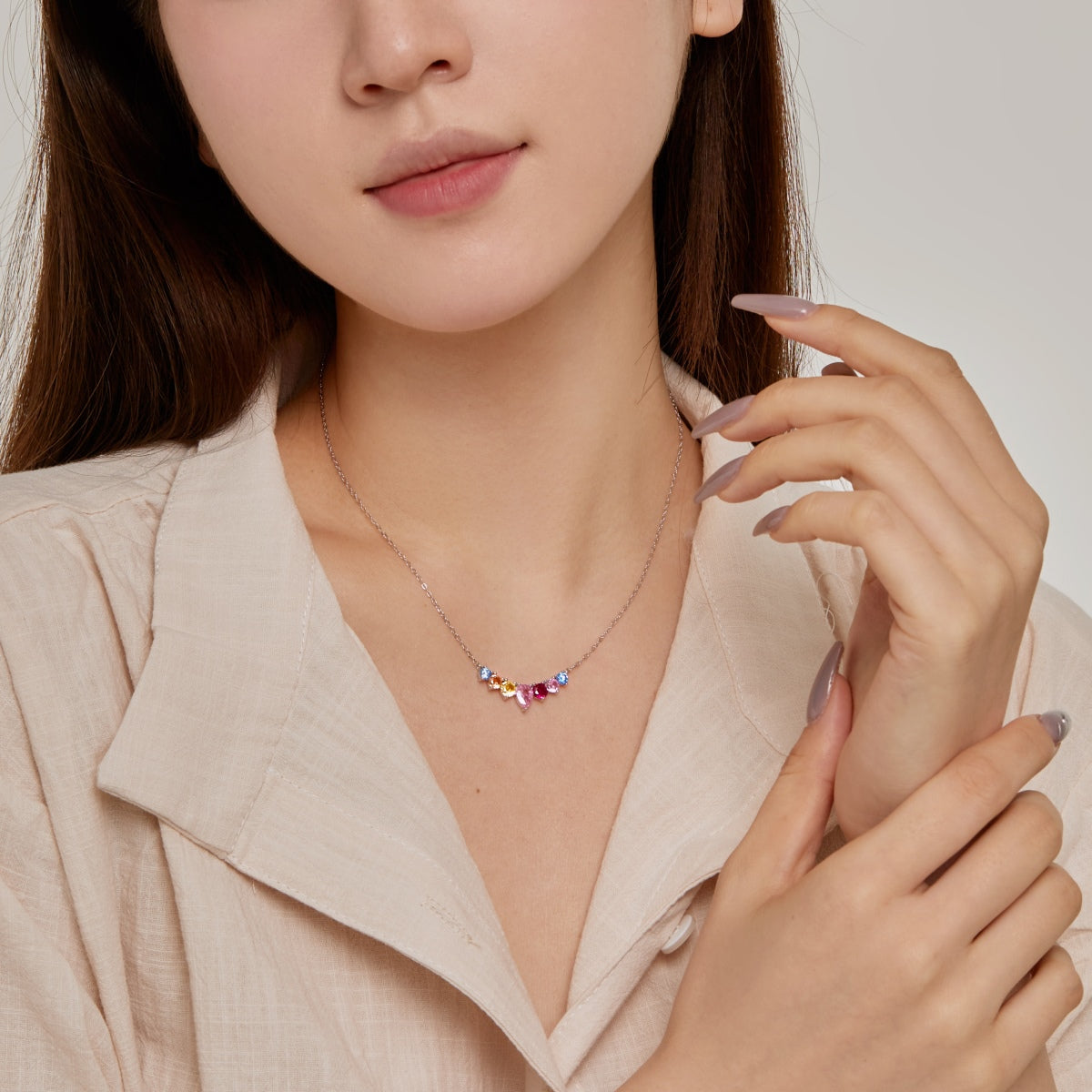 [Luxe Jewels]Dainty Colorful Heart Necklace