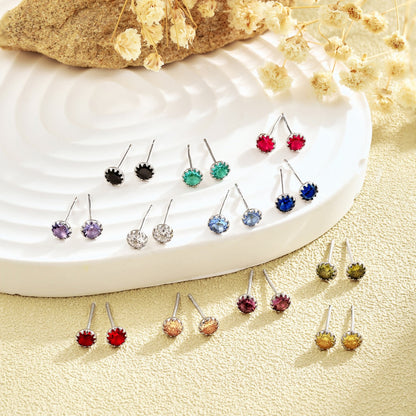 [Luxe Jewels]Sparkling Colorful Round Shape Earrings