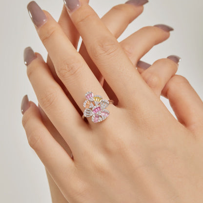 [Luxe Jewels]Sparkling Colorful Water Drop Shape Daily Ring