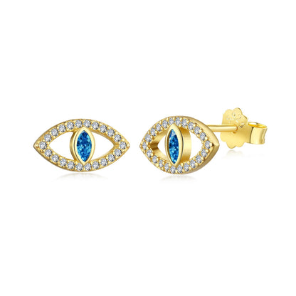 [Luxe Jewels]Blue Devil Eyes Hollow Stud Earrings