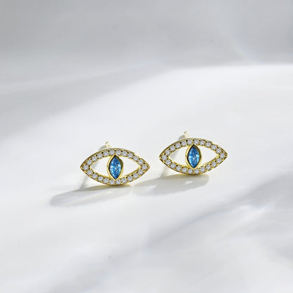 [Luxe Jewels]Blue Devil Eyes Hollow Stud Earrings