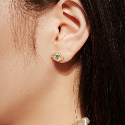 [Luxe Jewels]Blue Devil Eyes Hollow Stud Earrings