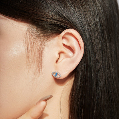 [Luxe Jewels]Blue Devil Eyes Hollow Stud Earrings