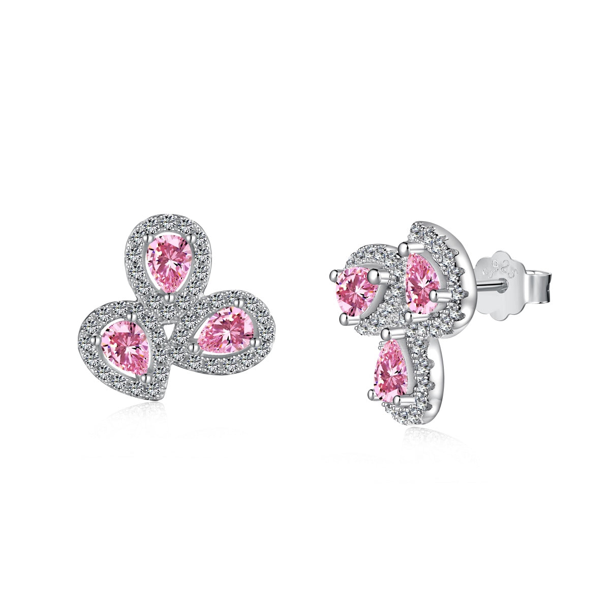 [Luxe Jewels]Ornate Flower Shape Pear Cut Lover Earrings