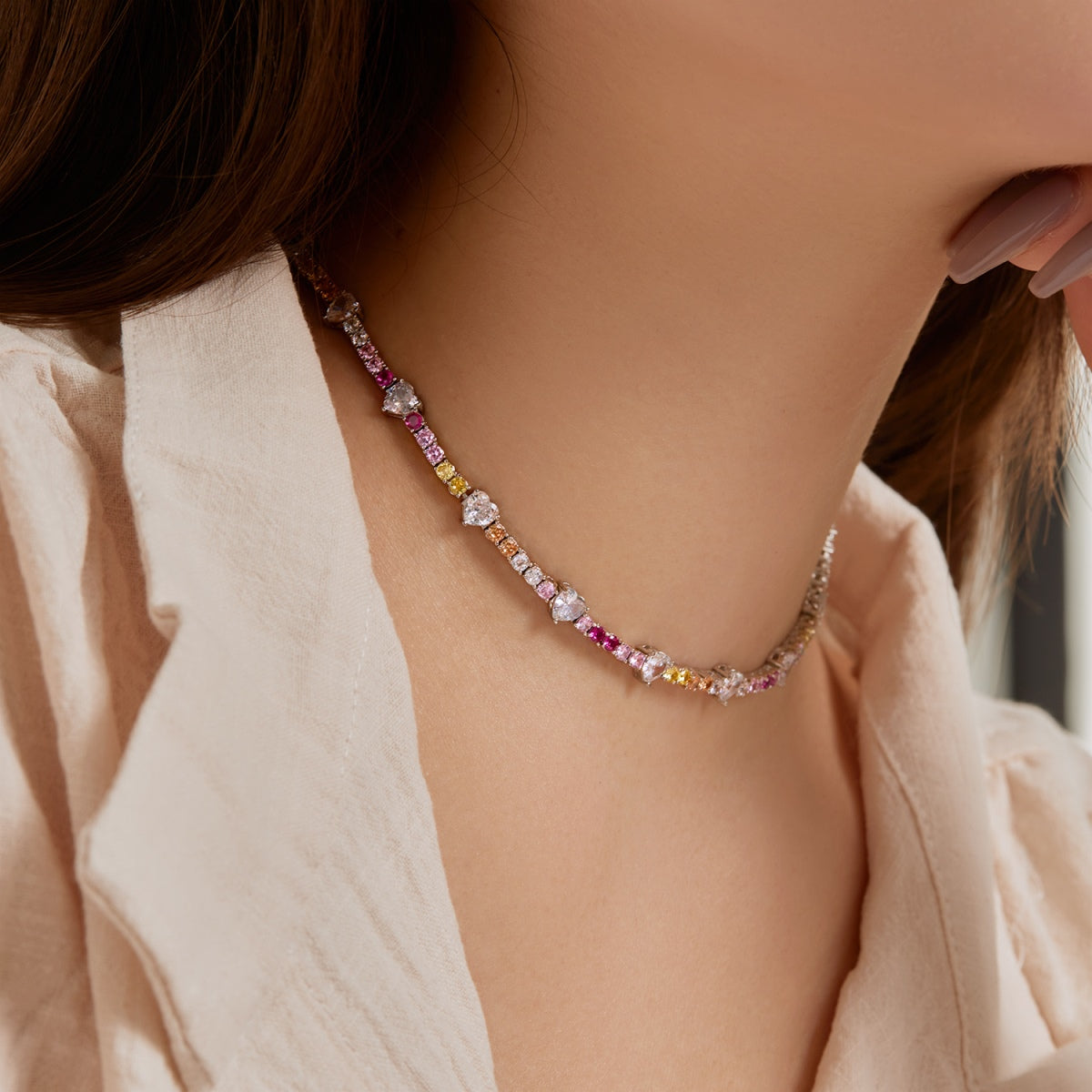 [Luxe Jewels]Delicate Colorful Rainbow Tennis Chain