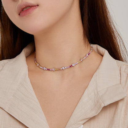 [Luxe Jewels]Delicate Colorful Rainbow Tennis Chain